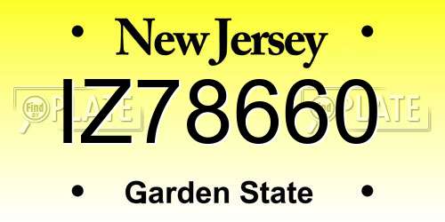IZ78660 New Jersey License Plate
