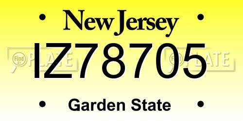 IZ78705 New Jersey License Plate