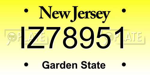 IZ78951 New Jersey License Plate