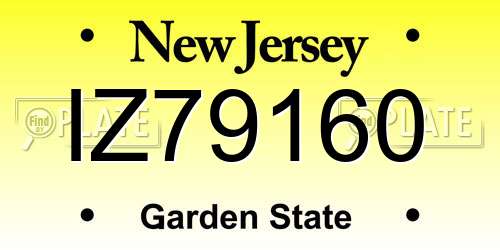 IZ79160 New Jersey License Plate