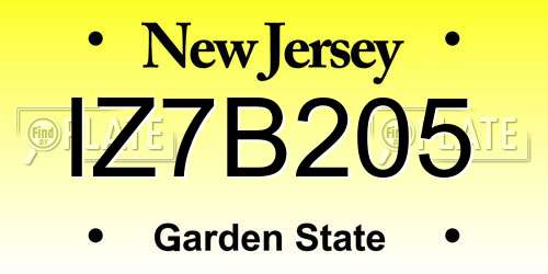 IZ7B205 New Jersey License Plate