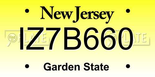 IZ7B660 New Jersey License Plate