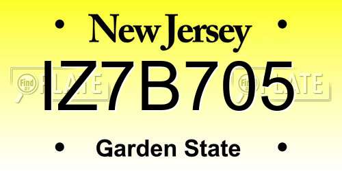 IZ7B705 New Jersey License Plate