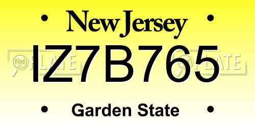 IZ7B765 New Jersey License Plate