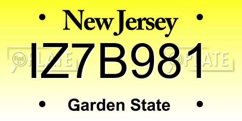 IZ7B981 New Jersey License Plate