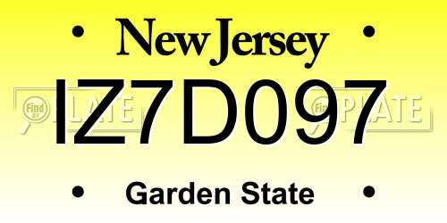 IZ7D097 New Jersey License Plate