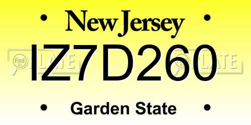 IZ7D260 New Jersey License Plate
