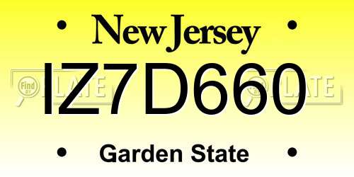 IZ7D660 New Jersey License Plate