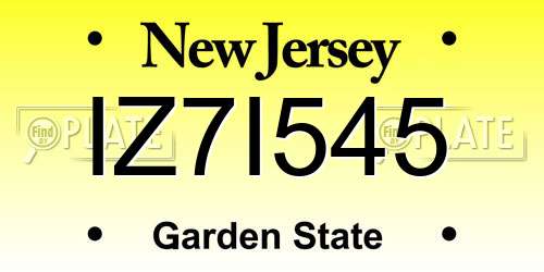 IZ7I545 New Jersey License Plate