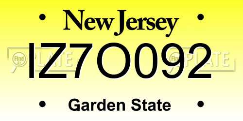 IZ7O092 New Jersey License Plate