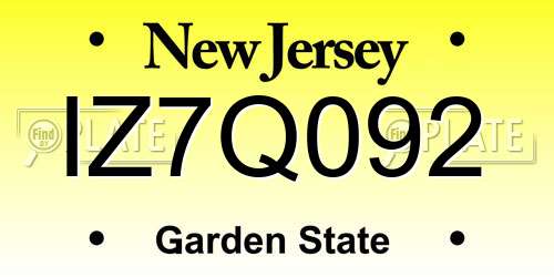 IZ7Q092 New Jersey License Plate