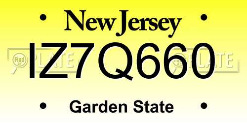 IZ7Q660 New Jersey License Plate