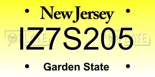IZ7S205 New Jersey License Plate