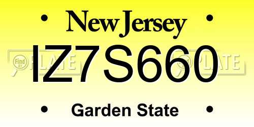 IZ7S660 New Jersey License Plate
