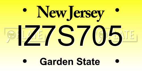 IZ7S705 New Jersey License Plate