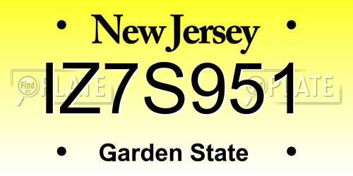 IZ7S951 New Jersey License Plate