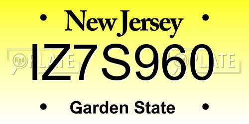 IZ7S960 New Jersey License Plate