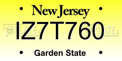 IZ7T760 New Jersey License Plate