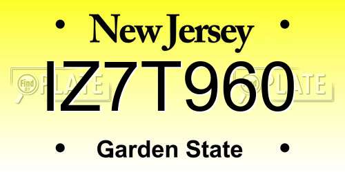 IZ7T960 New Jersey License Plate