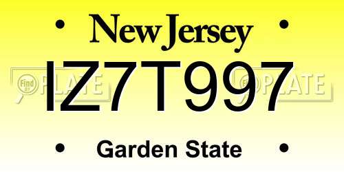 IZ7T997 New Jersey License Plate
