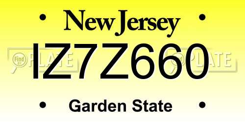 IZ7Z660 New Jersey License Plate