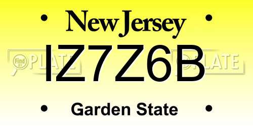IZ7Z6B New Jersey License Plate