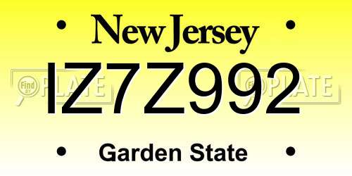 IZ7Z992 New Jersey License Plate