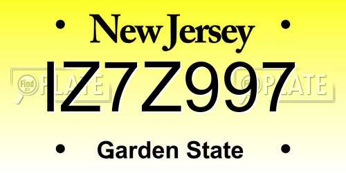 IZ7Z997 New Jersey License Plate