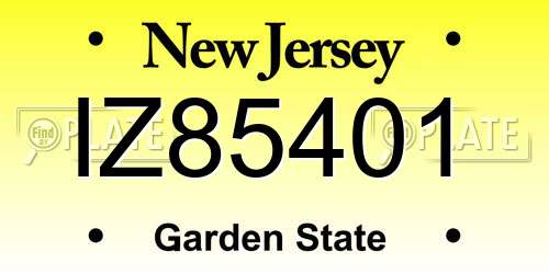 IZ85401 New Jersey License Plate