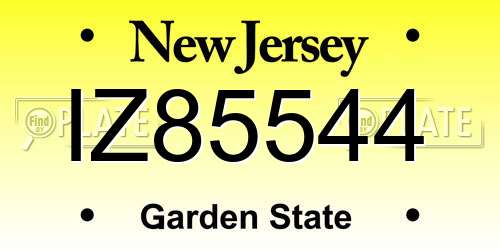 IZ85544 New Jersey License Plate