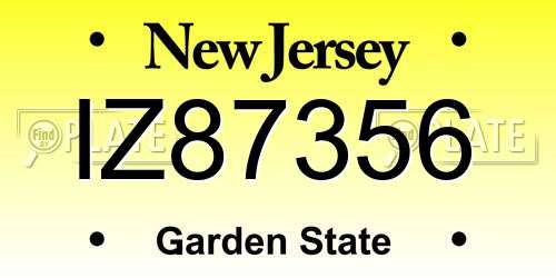 IZ87356 New Jersey License Plate