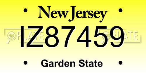 IZ87459 New Jersey License Plate