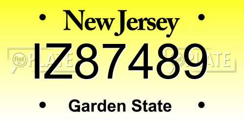 IZ87489 New Jersey License Plate