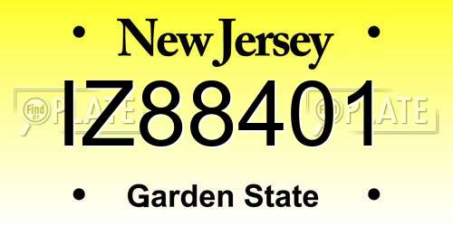 IZ88401 New Jersey License Plate
