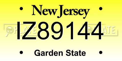 IZ89144 New Jersey License Plate
