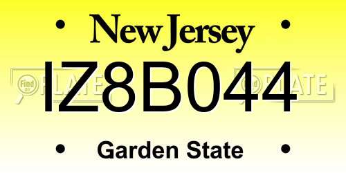 IZ8B044 New Jersey License Plate