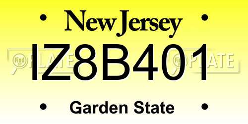IZ8B401 New Jersey License Plate
