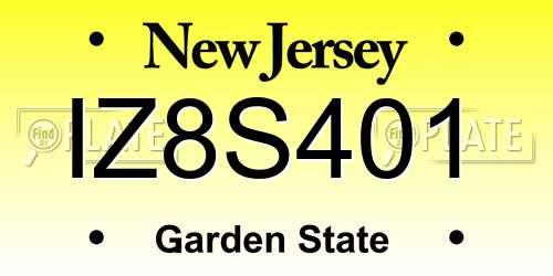 IZ8S401 New Jersey License Plate