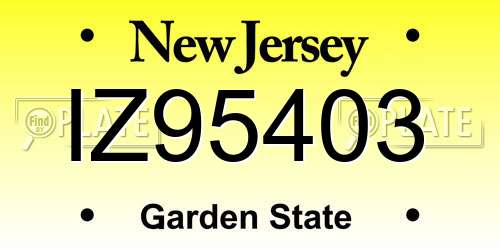 IZ95403 New Jersey License Plate
