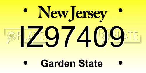 IZ97409 New Jersey License Plate
