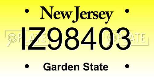 IZ98403 New Jersey License Plate