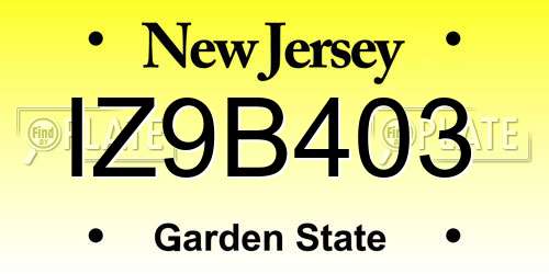 IZ9B403 New Jersey License Plate
