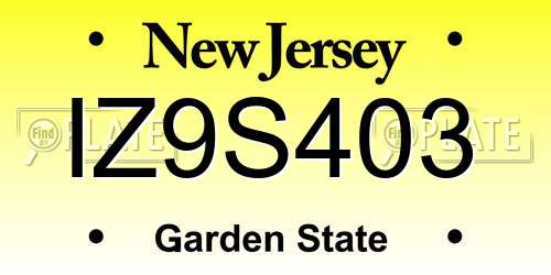 IZ9S403 New Jersey License Plate