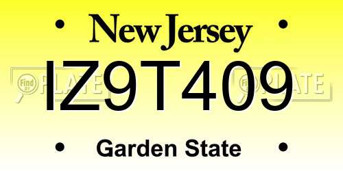 IZ9T409 New Jersey License Plate