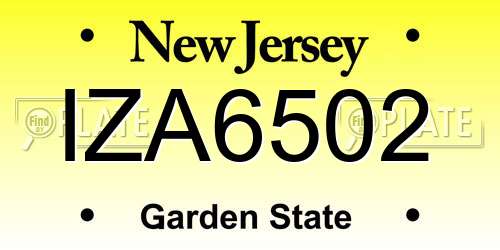 IZA6502 New Jersey License Plate