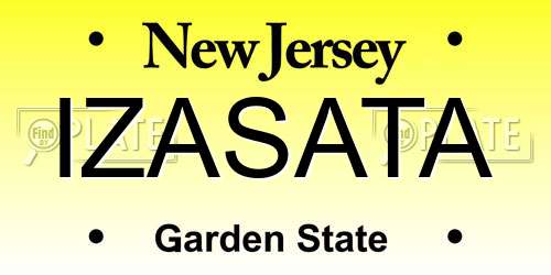 IZASATA New Jersey License Plate