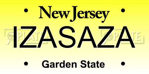 IZASAZA New Jersey License Plate
