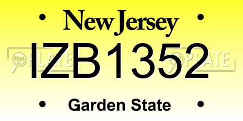 IZB1352 New Jersey License Plate