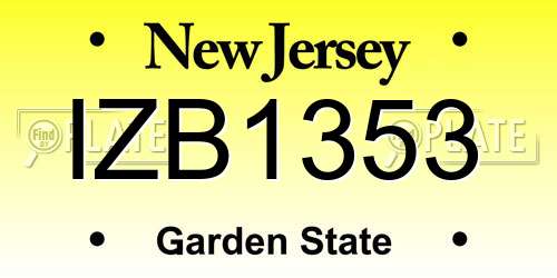 IZB1353 New Jersey License Plate