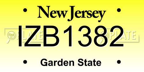 IZB1382 New Jersey License Plate